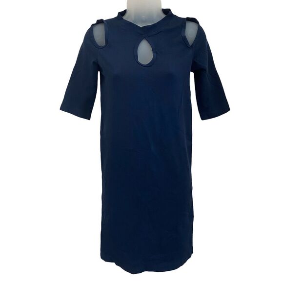 bebe Large Bodycon Dress Navy Blue Keyhole Cutout Neckline Mini - Picture 1 of 9